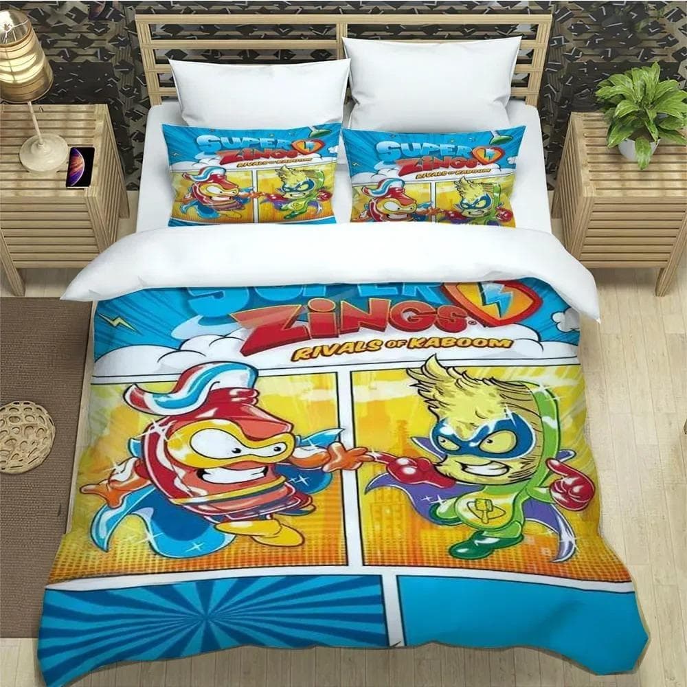 Cute cartoon Super Zings Bedding Sets exquisite bed supplies set duvet cover comforter set bedding set luxury Birthday Gift 135X200cm 2pcs