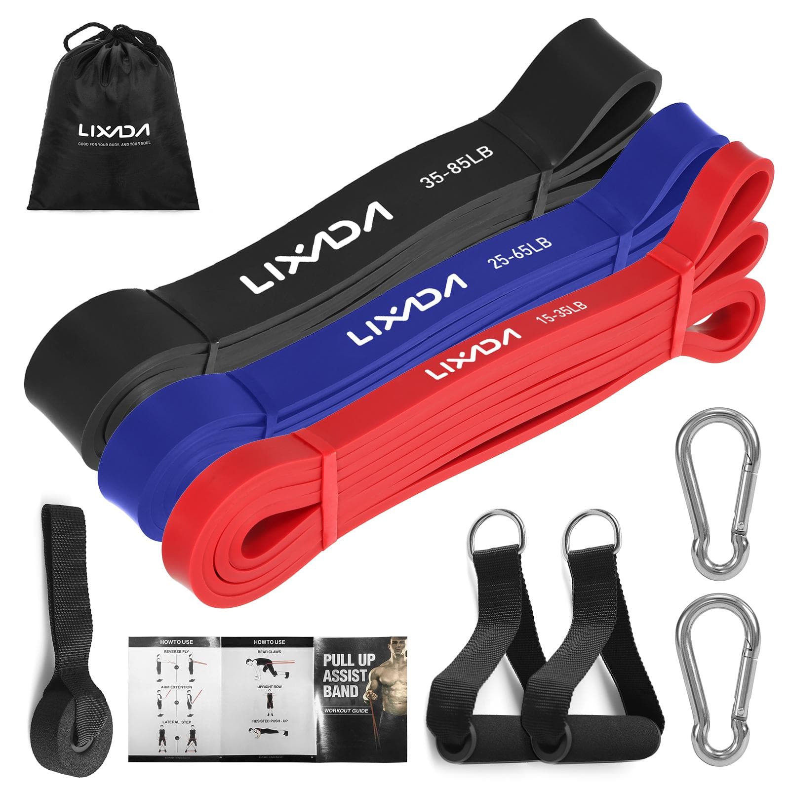 Lixada 3 Packs Pull Up Assist Bands Set Resistance Loop Bands Powerlifting Workout Exercise Stretch 3pcs