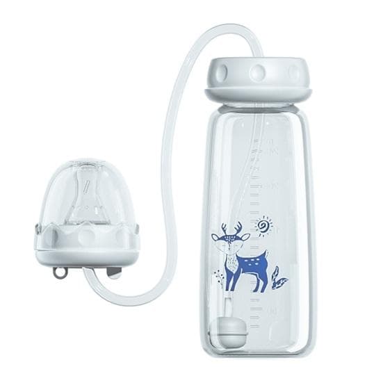 Hands-Free Baby Bottle Food-Grade PP Anti-Colic Baby Bottle Soft Nipple Non-Slip Base 240ml Adjustable Angle Feeding Bottle for Comfortable Feeding 240ml blue