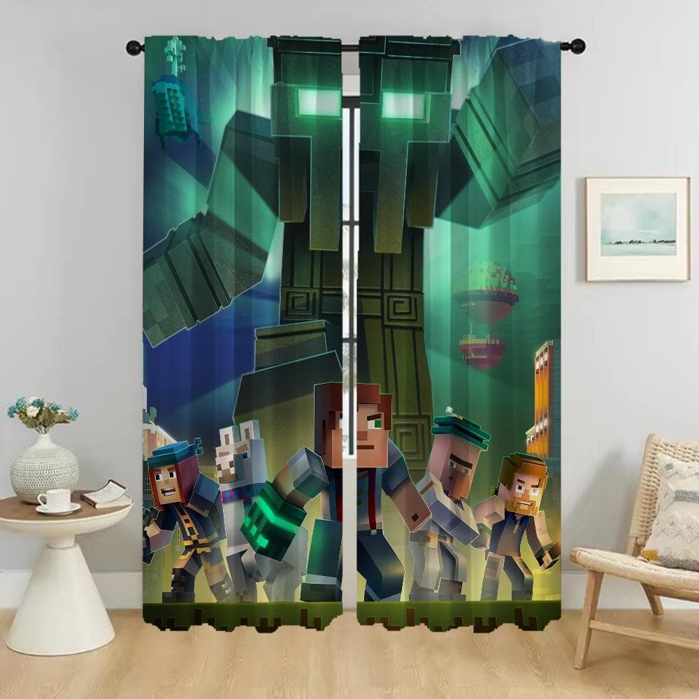 Mine-crafts Blackout Curtain for Room 2 Panel Home Interior Curtains Halloween Decoration Partition Shades Tulle for Bedroom W50xH70cmx2pcs-CL