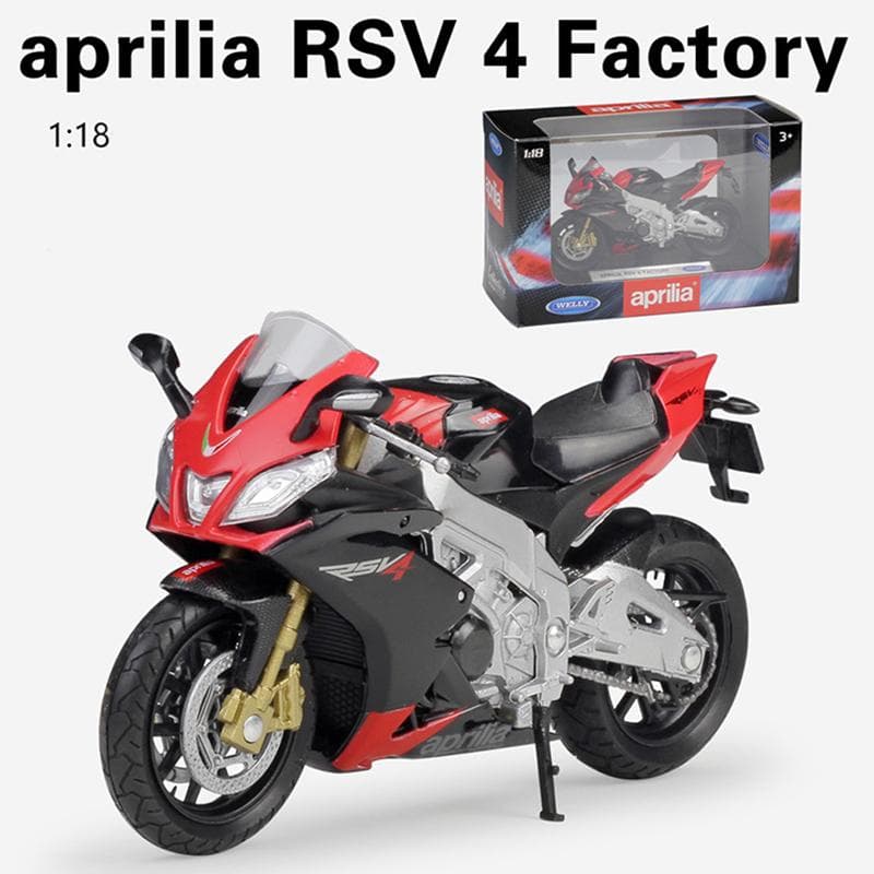 1/18 Scale Welly Aprilia RSV 4 Factory Alloy Motorcycle Model Diecasts Metal Toy Vehicles Motorcycle Model High Simulation Collection Childrens Gifts 1/18-11.3x6.5x4.2cm black/red