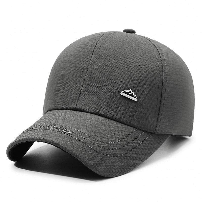 Hot Sale Men Solid Color Cap Outdoor Fashion Fishing Baseball Cap Leisure Mountain Peak Metal Label Baseball Hat for Casual Wear 56cm-60cm grey