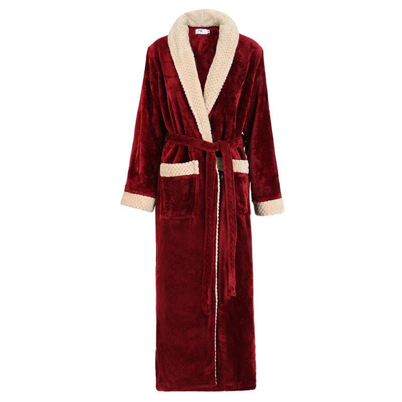 Men Plus Size Extra Long Warm Flannel Bathrobe Winter New Sleepwear Male Coral Velvet Bath Robe Women Coral Dressing Gown XL