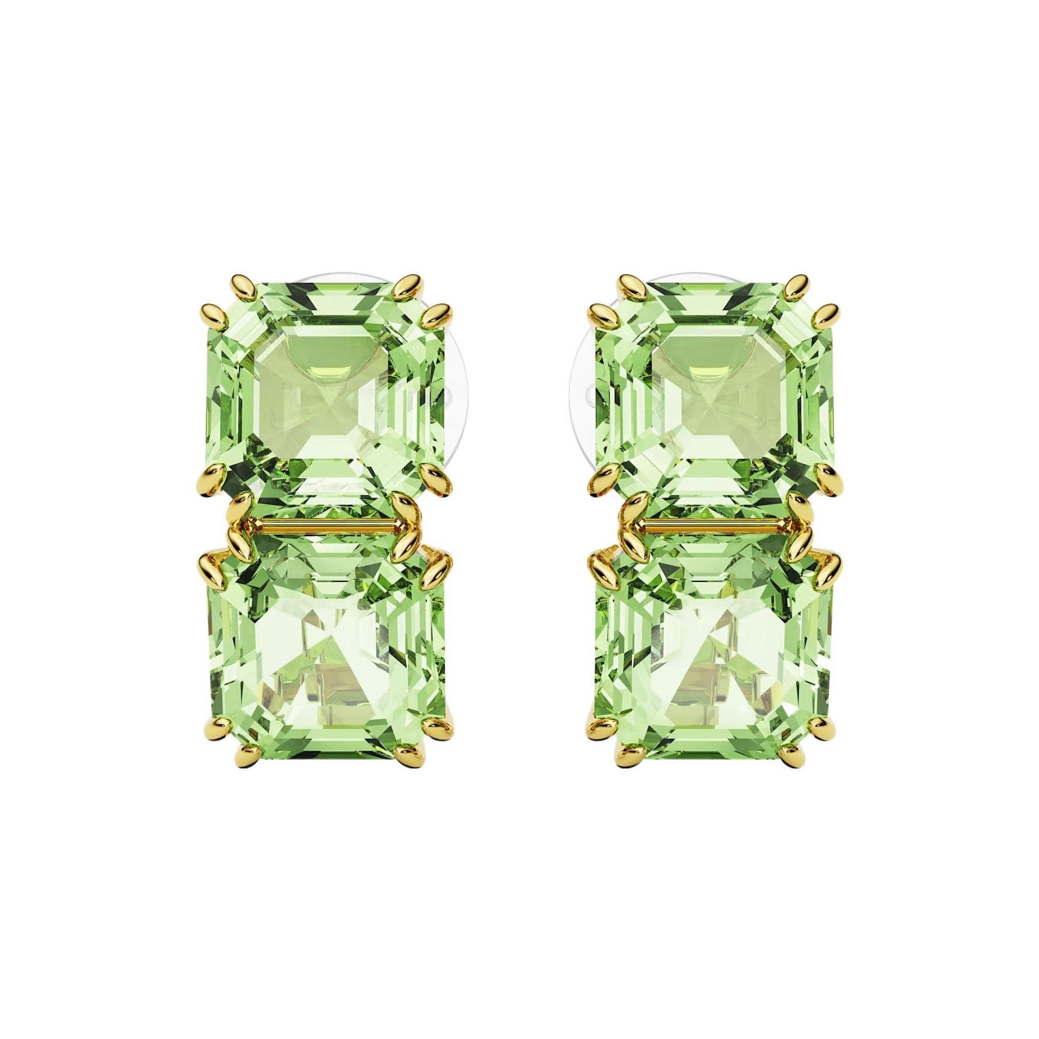 Swarovski Millenia Clip-On Square Cut Earrings Women earrings Green 5654559 Box (Random Color),F,Green