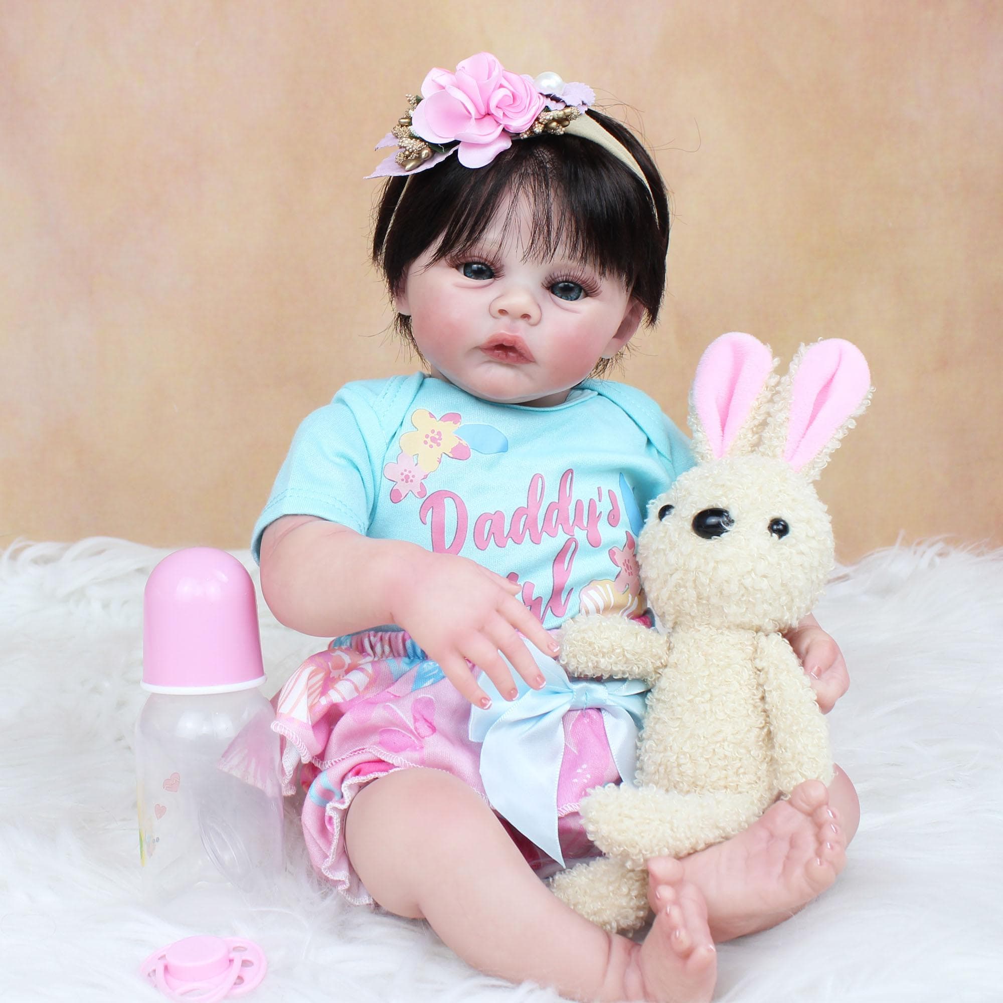 BZDOLL 48 CM 3D Skin Tone Visible Veins Soft Silicone Reborn Baby Doll Toy For Girl 19 Inch Child Dress Up Boneca Lifelike 48cm 3D-paint Skin Doll