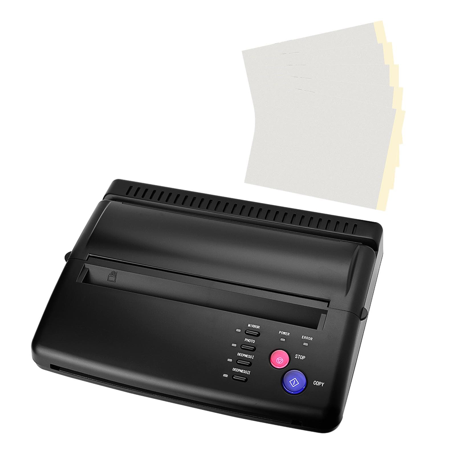 Tattoo Stencil Transfer Printer Machine with 30pcs Tattoo Transfer Paper Thermal Stencil Maker EU Plug black