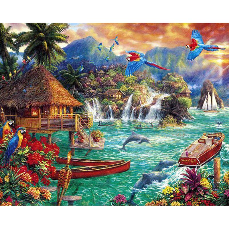 Diamond Mosaic Animals Family Diamond Embroidery River House Diamond Painting Cross Stitch Landscap 20X30CM