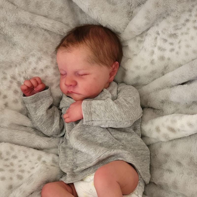 Lifelike 49 cm Levi Reborn Baby Doll 3D Painted Skin Newborn Doll 19 Inch Realistic Implant Hair Baby Doll Toy for Kid Girl and Boy Birthday Xmas Gift 19 Inch full silicone boy grey