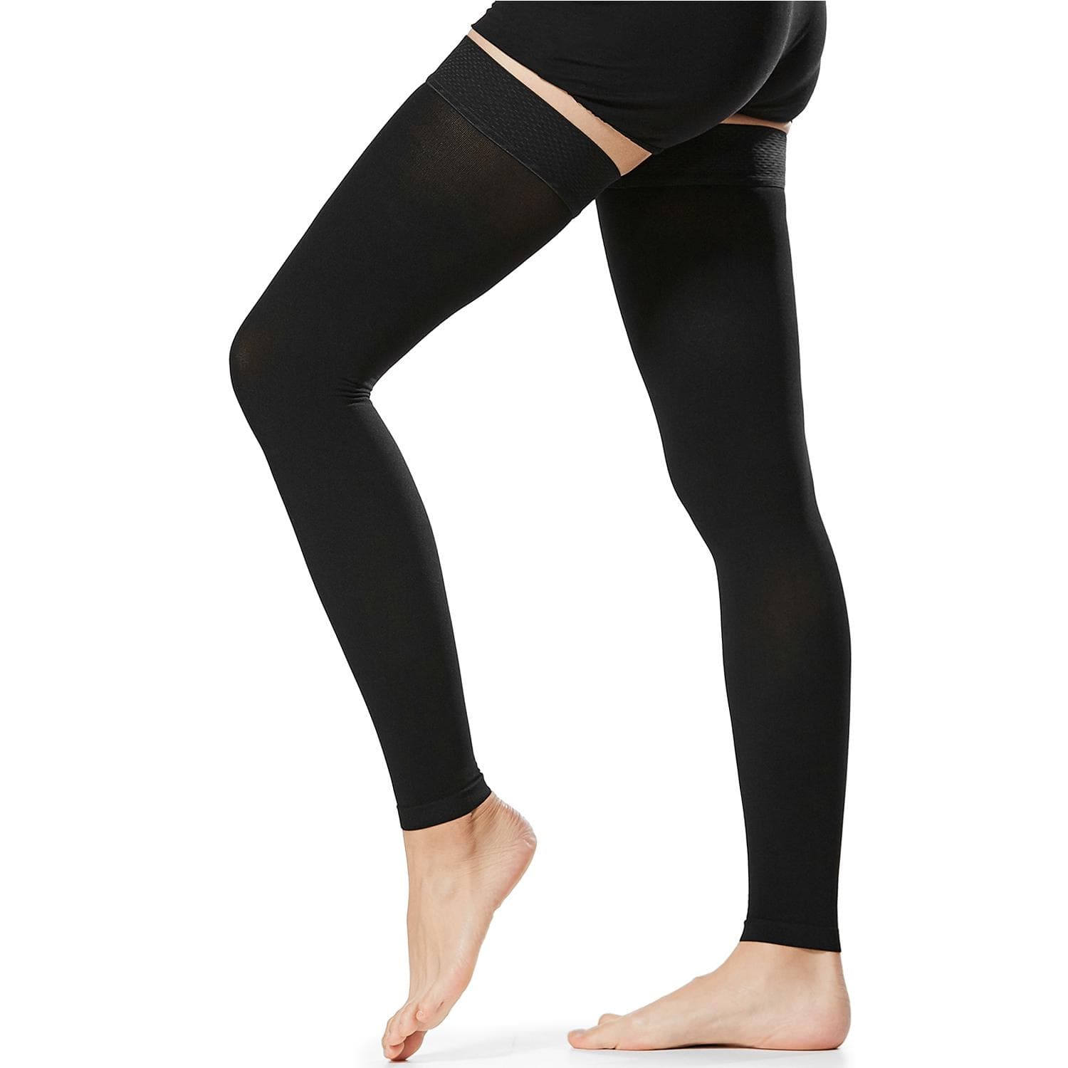 1 Pair Thigh High Compression Socks Men Women 20-30mmHg Compression Stockings Compression Sleeves XXL black