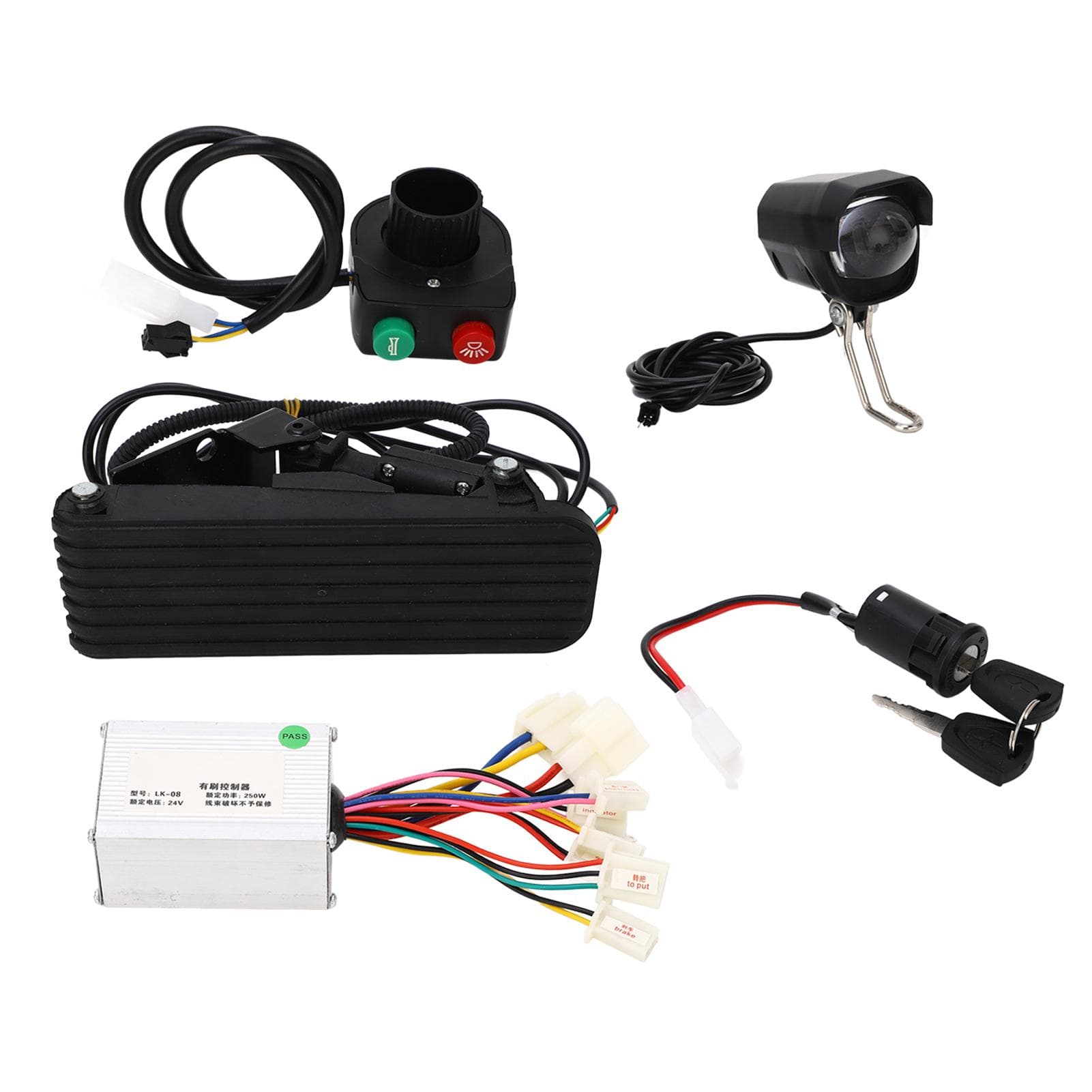 24V 250W Motor Brushed Controller Lithium Electric Bike Foot Pedal Throttle Headlight Speed