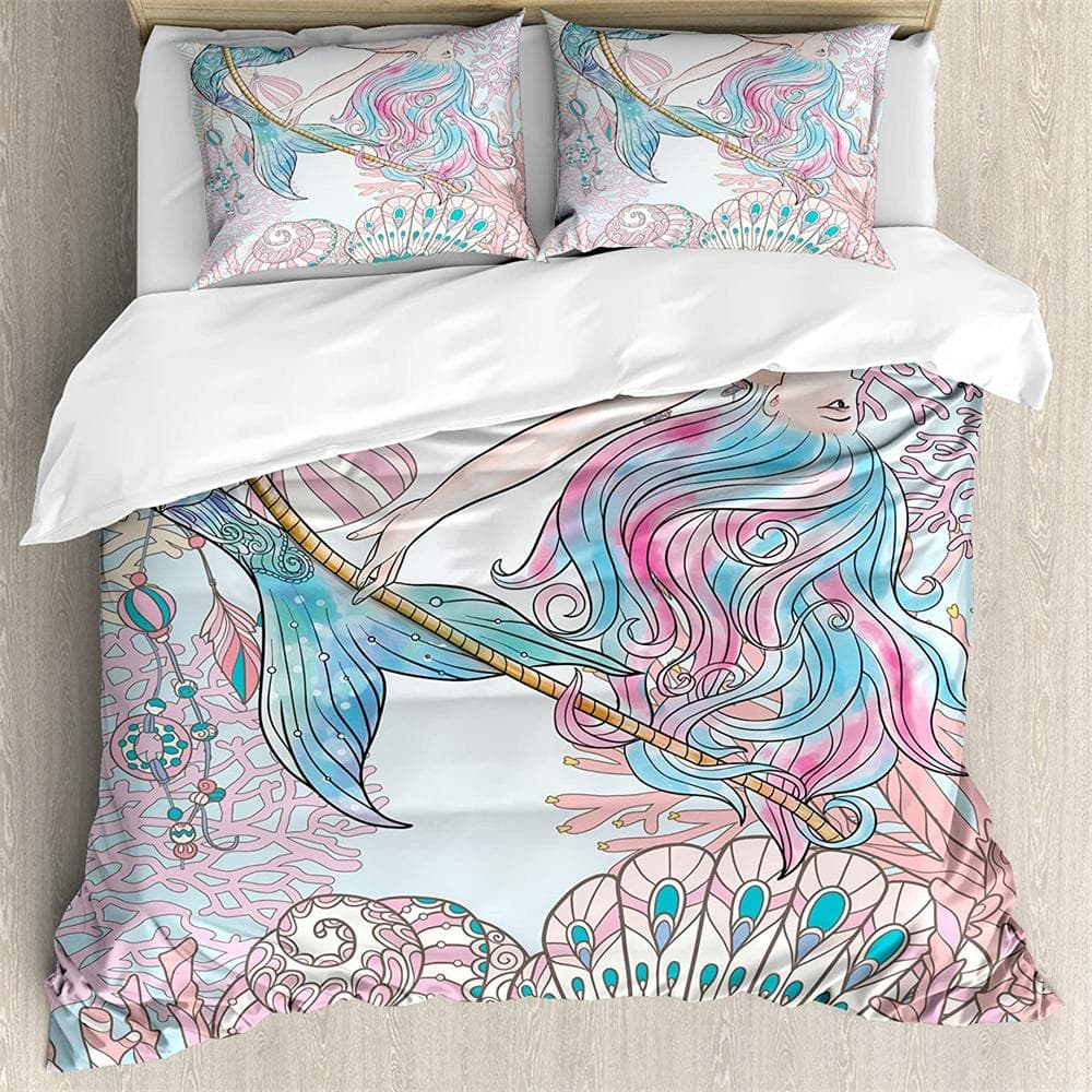 Underwater Mermaid 3Pcs Bedding Sets 3D Digital Printing Custom Quilt Duvet Cover Set Home Queen King Quilt Pillowcase 140x200cm 3pcs