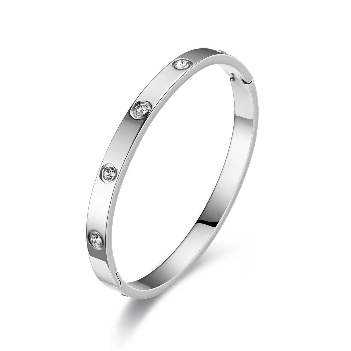 Titanium Steel Bangle Diamond Buckle Unfade Bangle A silver