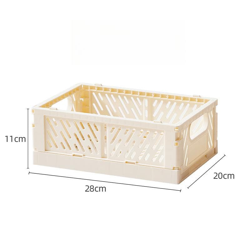 Solid Color Organizing Storage Baskets Folding Office Desktop Storage Case Stationery Plastic Foldable Container Storage Box beige