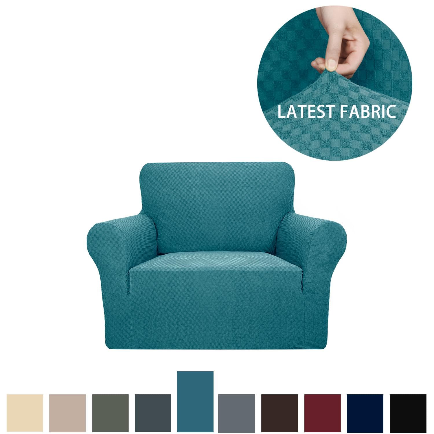 Knitted Square Jacquard Thickened Stretch Sofa Cover Fabric All-inclusive Full Cover Sofa Cushion Cover 1 Seat peacock blue