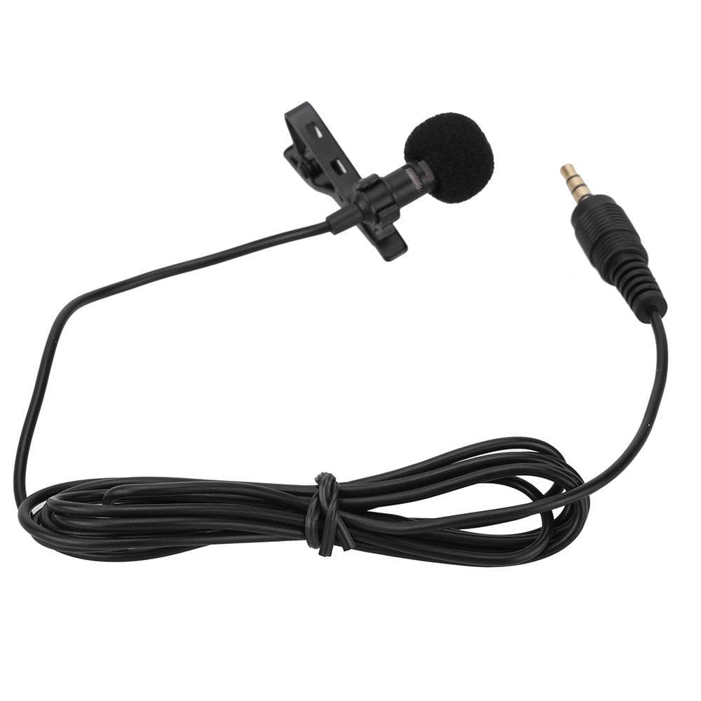 Clip-on Lapel Lavalier Hands-free 3.5mm Jack Condenser Wired Mic for iPhone black