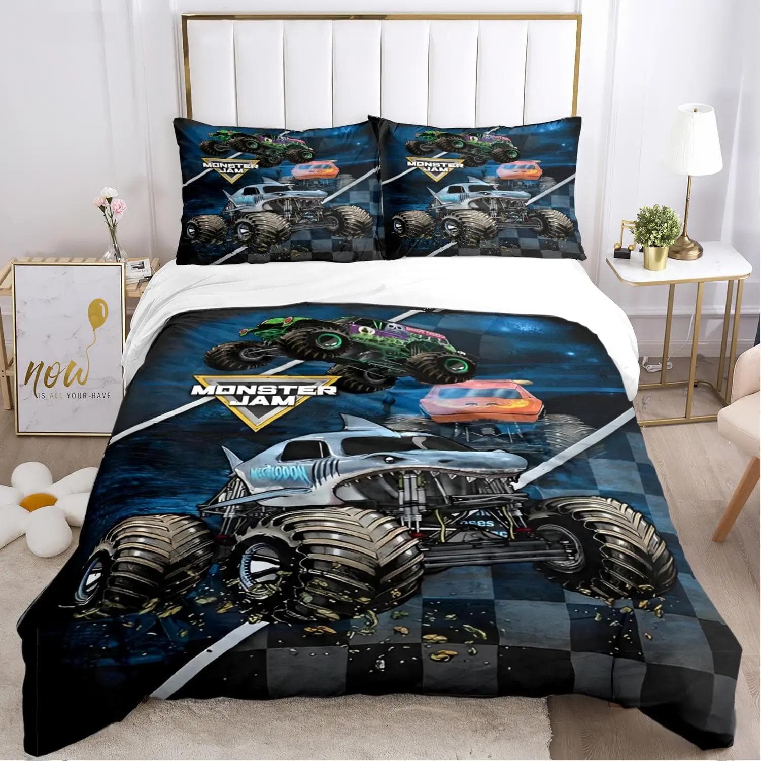 Cartoon Monster Truck All Season Duvet Cover Comforter Bedding sets Soft Quilt Cover and Pillowcases SingleDoubleQueenKing EU Single 135x200cm