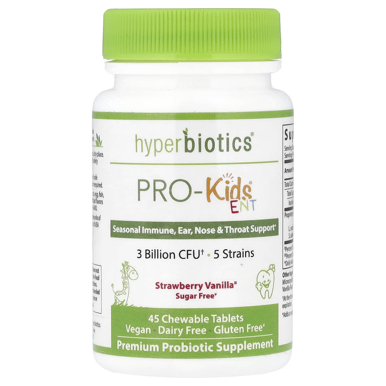 Vital Nutrients, PRO-Kids ENT, sugar-free, strawberry vanilla, 3 billion CFU, 45 chewable tablets