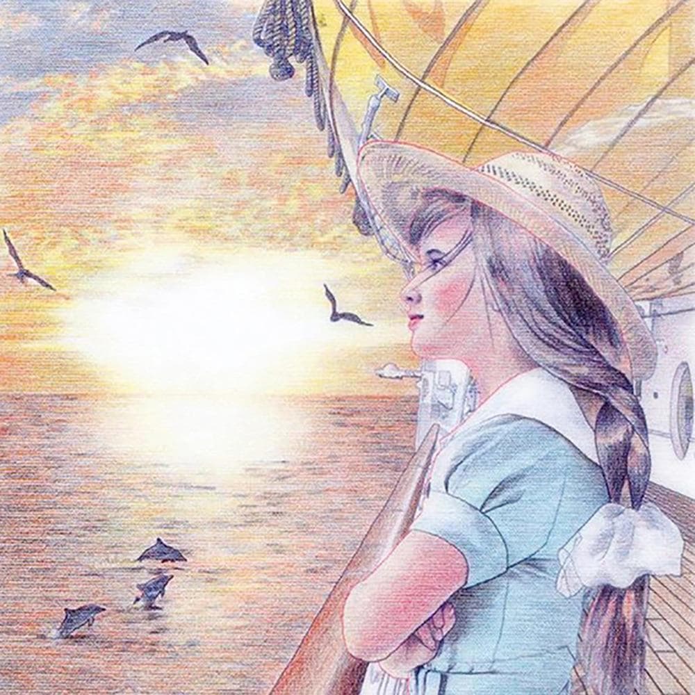 DIY 5D Full Diamond Painting Cross Stitch girl on the ship Mosaic Diamond Embroidery Needlework 30X30CM