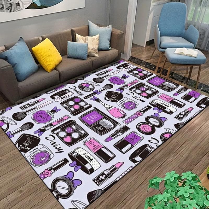 Makeup Cosmetics Fashion Carpet Washable Rugs for Bedroom Living Room Home Decor Non-Slip Floor Mat Sofa Coffee Table Area Rug 40x60cm