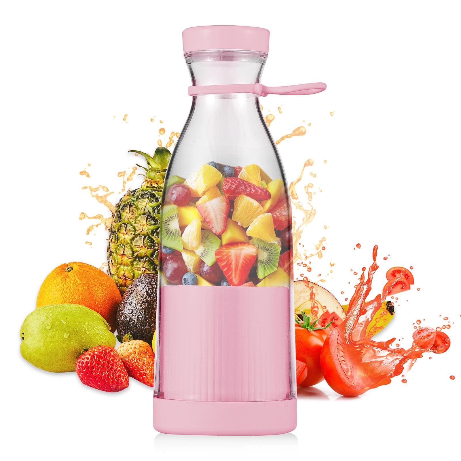 Portable Mini Electric Blender 300ml Juicer Cup 6 Blades for Smoothie Milkshake Juice Baby Food pink