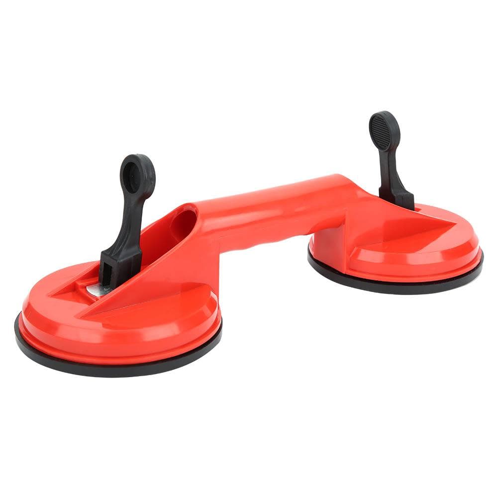 Double Suction Cup Red Plastic DoubleHead Glass Puller Tile Floor Extractor 11.5cm
