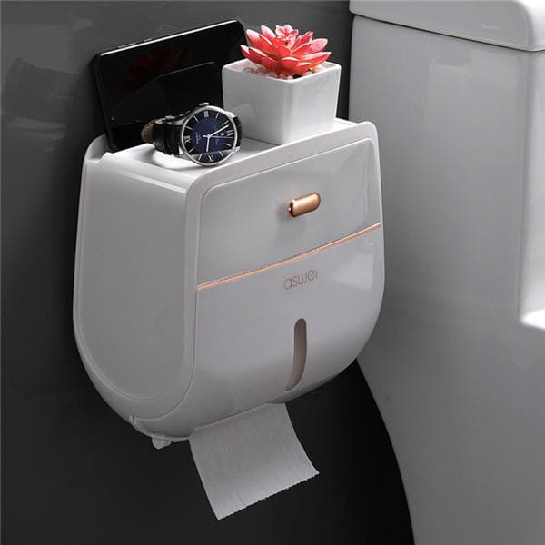 Wall Mount Paper Holder Waterproof Toilet Paper Tray Roll Hold Bathroom Accessories Storage Box Organizer Multifunctional Tissue Box double layer