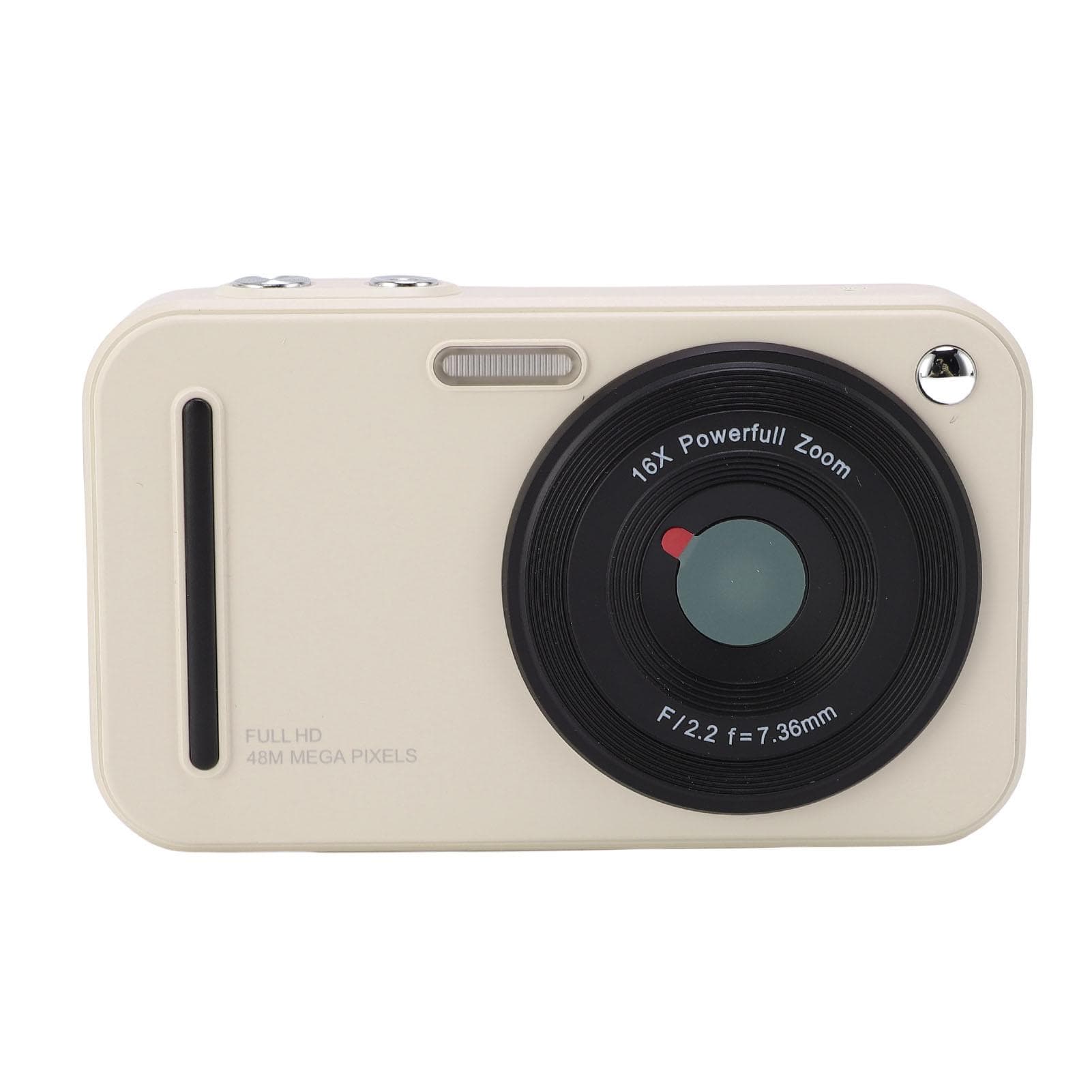 Digital Camera 48MP 1080P UHD Auto Focus Anti Shake 16X Zoom Selfie Camera with 32GB Small Memory beige