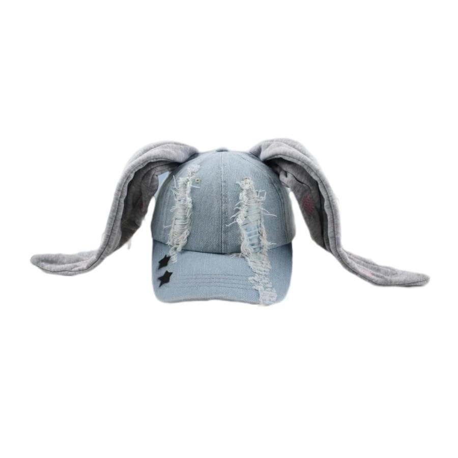 Korean Fashion y2k Baseball Cap For Punk Ripped Retro Denim Jeans Graffiti Cool Long Rabbit Ear Street Hip Hop Sun Hats Visors 58