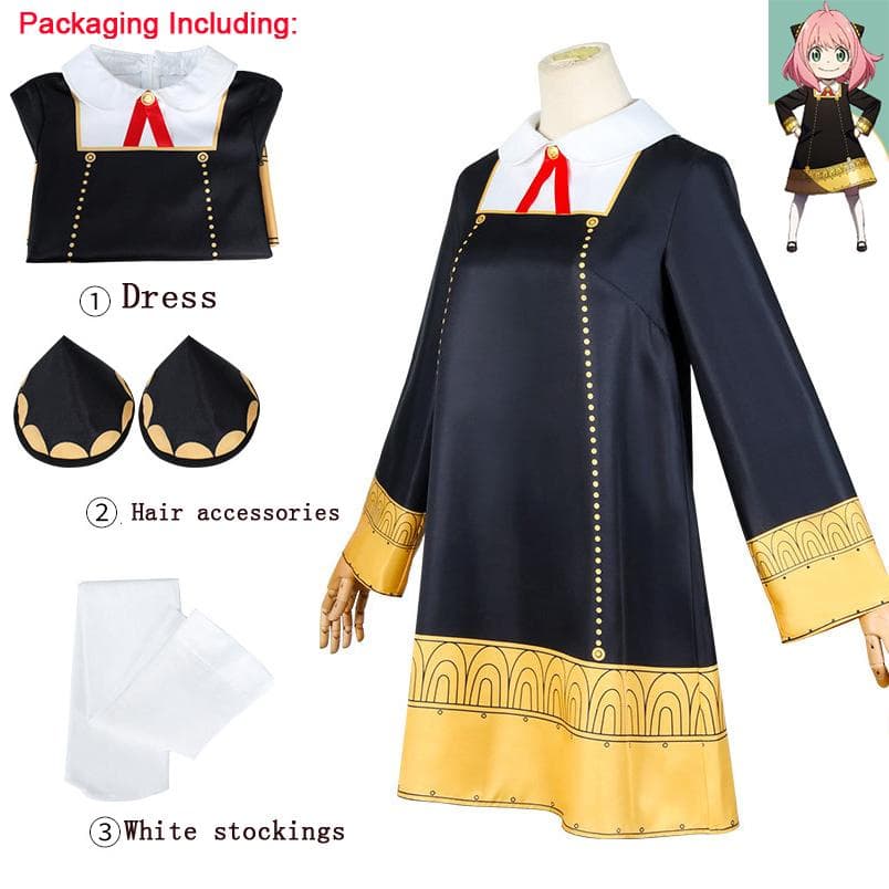 Kids / adult Anime SPY FAMILY Anya Forger Cosplay Costume Adult Long Sleeve Girl Dress Uniforms Suit Student College Clothes Black dresses M