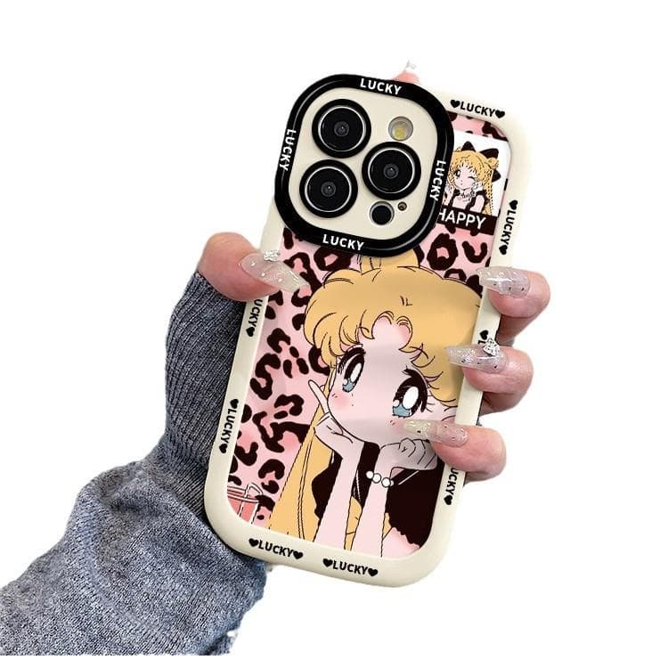 Leopard print beautiful girl suitable for apple 16promax puff shell iphone1514/13 cartoon 12 anti-fall iPhone 11 Pro Max