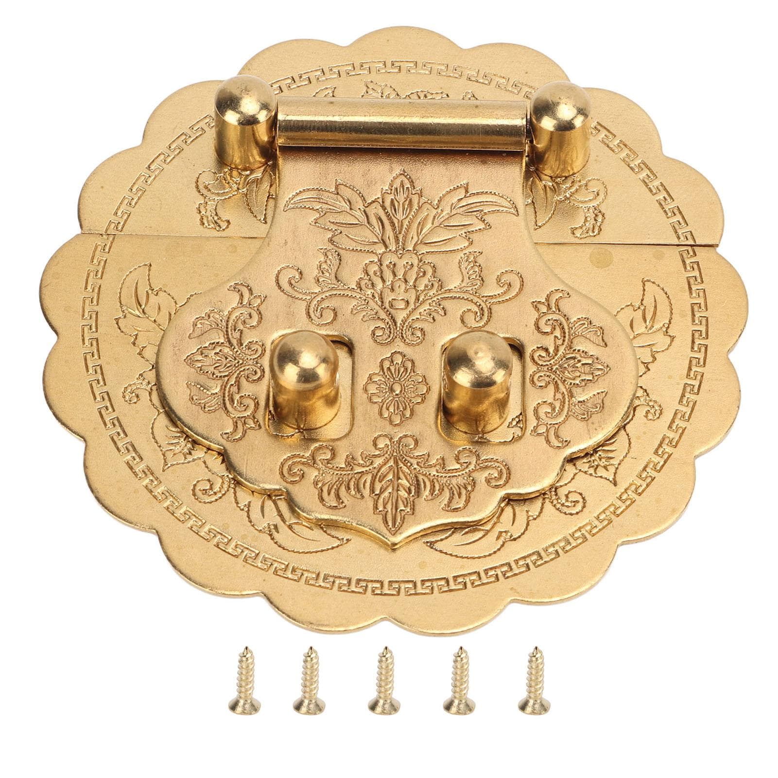 Brass Hasp Buckle Lock Retro Design 8cm Diameter Rust Resistance Metal Lock for Cabinet Wooden Box