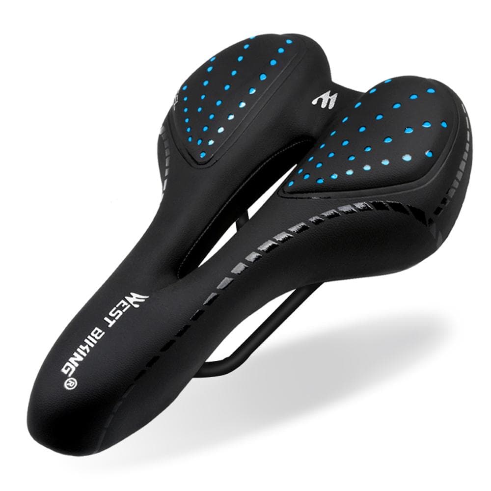 Bicycle Saddle Breathable PU Leather Hollow Cushion Comfortable Road MTB Bike Saddle GEL + blue