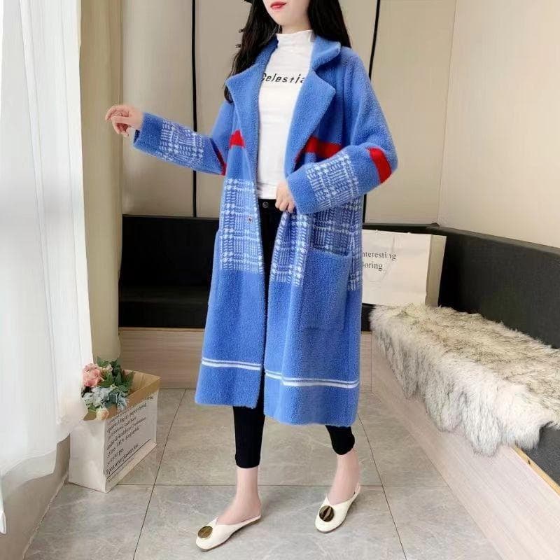 Woolen Jacket Women's Splicing Contrasting Color Women's Clothing Autumn and Winter Large Size 3XL