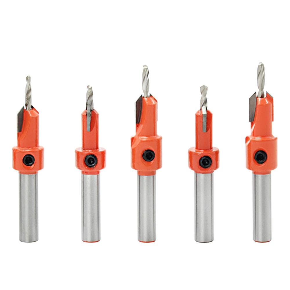 5pcs Countersink Drill Bit Woodworking Screws Chamfering Wood Hole Drills 5pcs orange