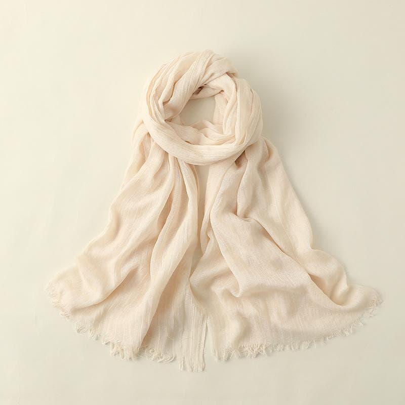 Summer Silk Scarf for Women, Fashionable Sun Protection and Shading, Beach Long Scarf, Solid Color Cotton and Linen Silk Scarf, Scarf 100*195CM