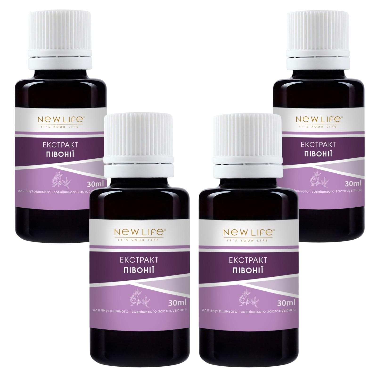 Peony Extract Tincture Herbal Liquid Supplement Dietary New Life 4x30 ml (course 2 month)