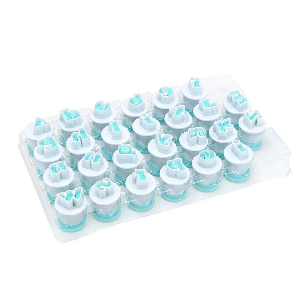 Cookie Mould Upper & Lowercase Alphabet Cookie Cutter Capital Letters Fondant Cake Mold Plastic Plunger Cutter