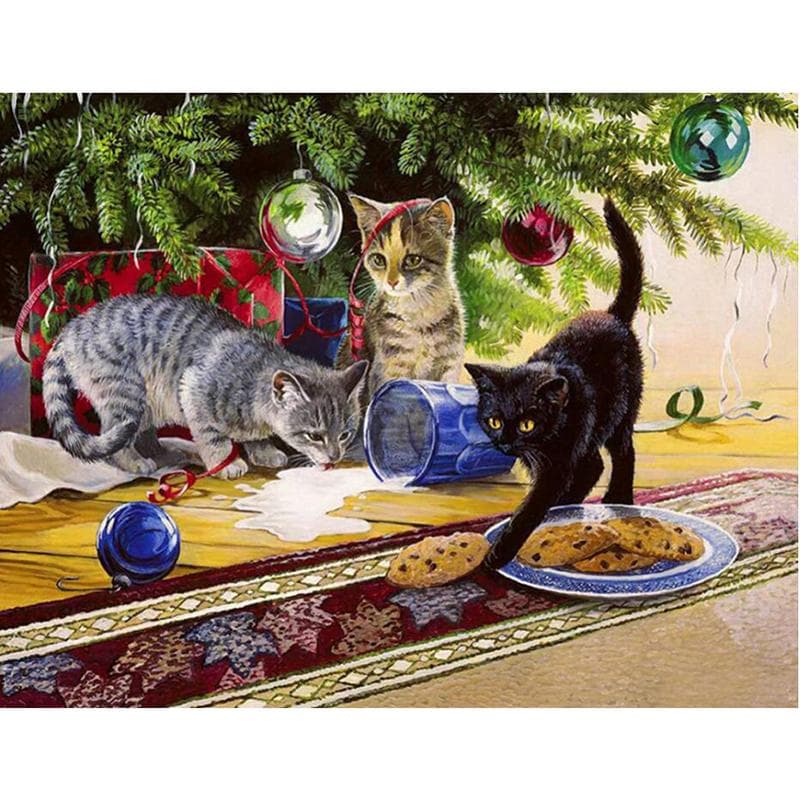 Diamond Embroidery Cat DIY Diamond Painting Cross Stitch Rhinestones Decoration Paintings Flowers 20X30CM