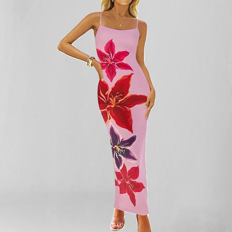 New Spring Style Stylish and Elegant Printed Temperament Sleeveless Suspender Dress L