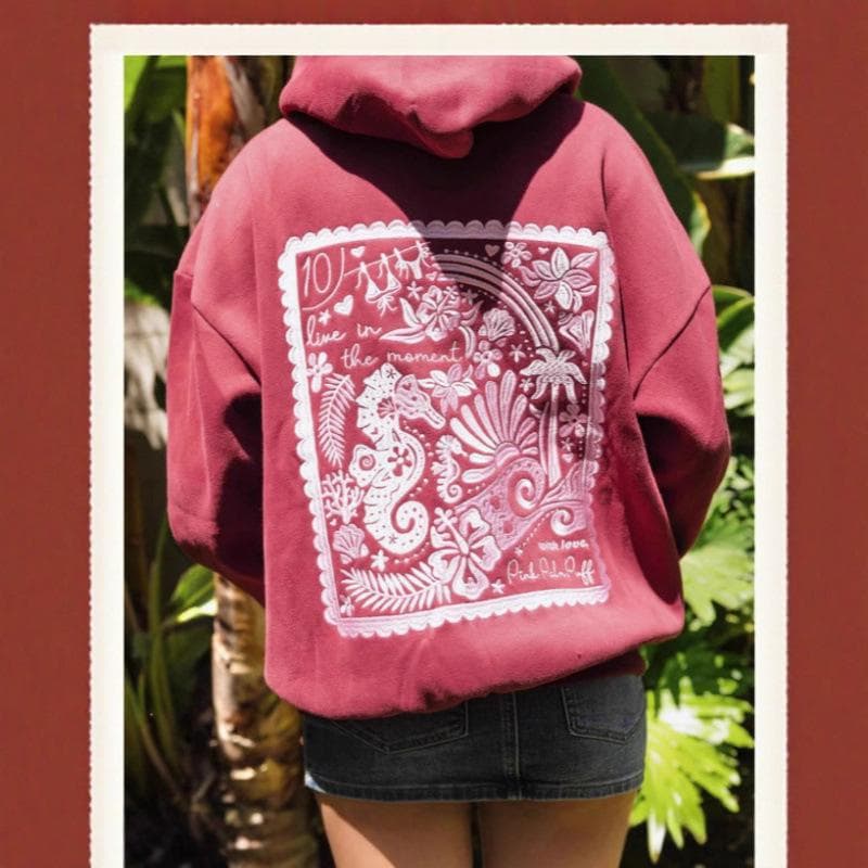 Women’s Letter Print Hoodie with Drawstring & Kangaroo Pocket XS