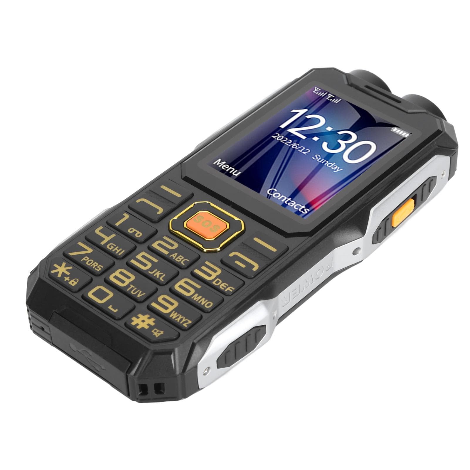 4G Rugged Senior Cell Phone 2.6 Inch Screen Big Button 16800mAh Dual LED Flashlight Foreign black