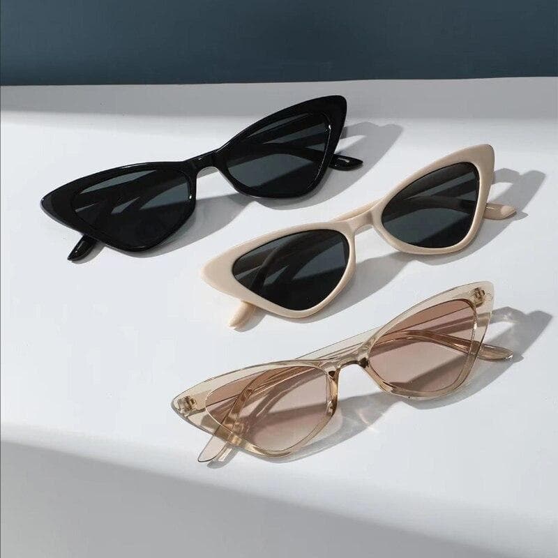 3 Pairs Small Cat Eye Sunglasses Women Cute Skinny Retro Vintage Narrow Cateye Eyewear Set Fashion Accessories