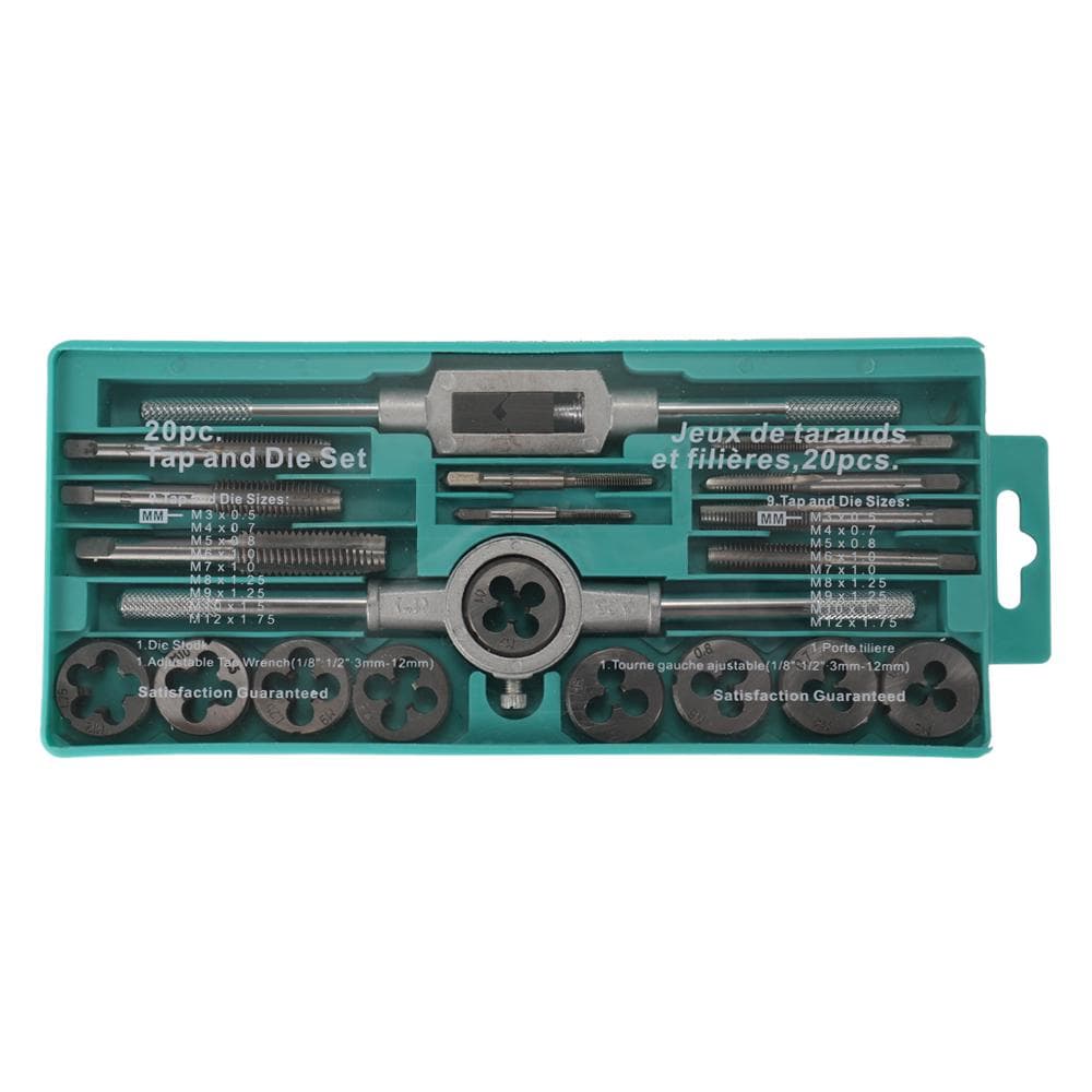 Alloy Steel Tap and Die Set with Adjustable Wrench Twisted Hand Tools Hands Screw Taps 20