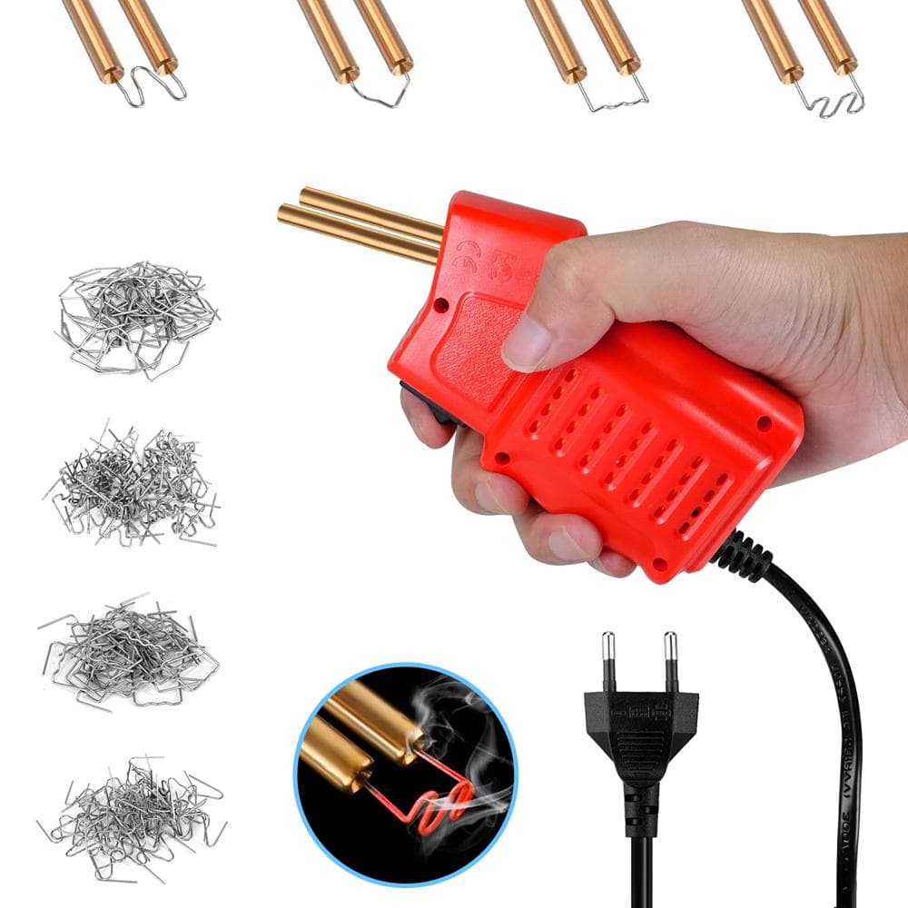 Handheld Plastics Welding Machine Portable Car Panel Crack Repairs Kit Thermal Cutting Hot Stapler red