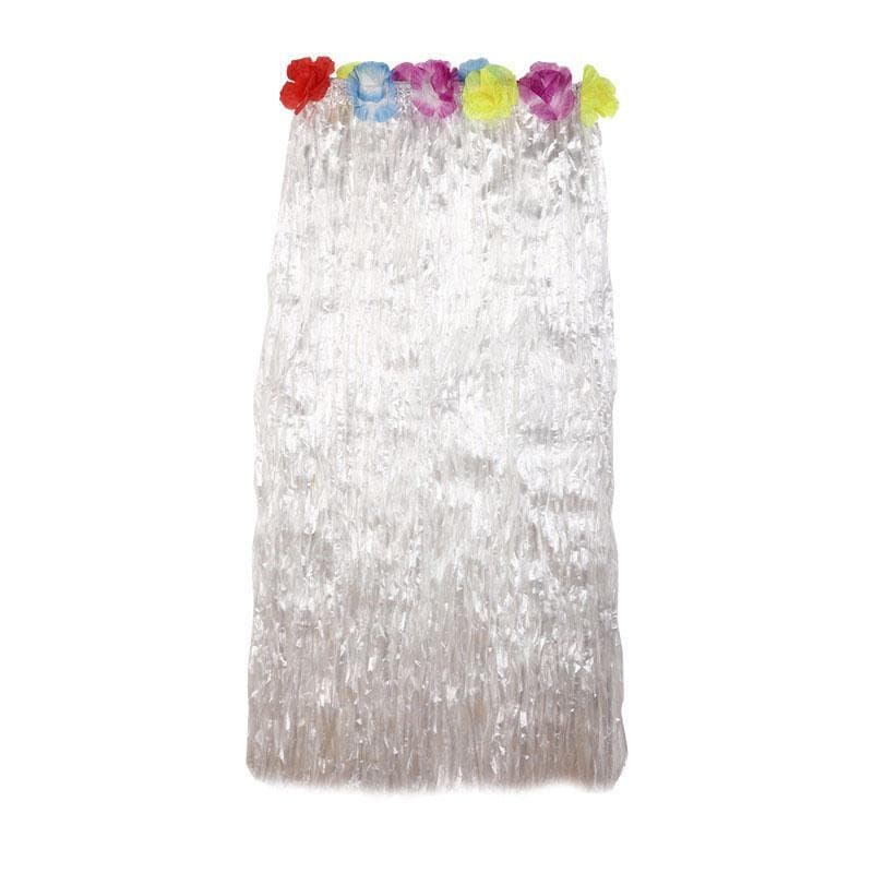 Hawaiian Tropical Hula Luau Grass Dance Thickened Grass 80cm Skirt Half Skirt Seagrass Dance Wedding Festival Performance Props Free size white