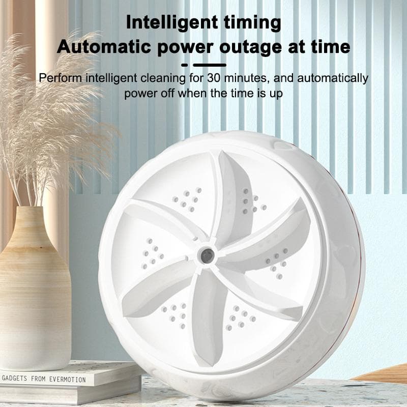 Ultrasonic mini washing machine automatic turbo portable washing machine dormitory small bucket white