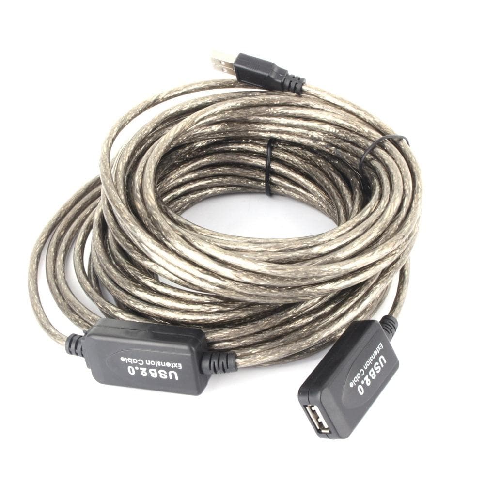 15M USB 2.0 Type A Male to Female Extension Extender Cable Cord Black