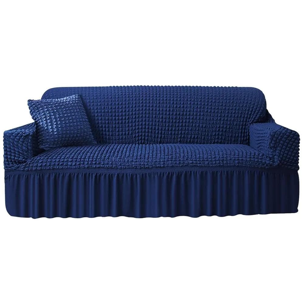 High Elastic Slipcover Bubble Grid Sofa Cover 1/2/3/4 with Skirt Hem Universal Washable  All Season Furniture Protector for Pets 1 Seater 90-140cm