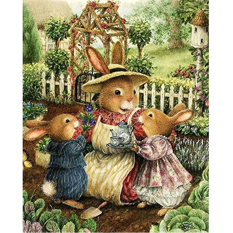 Two Rabbits Diamond Painting Cross Stitch 5d Diy Diamond Painting Full Drill Resin Embroidery 20X30CM