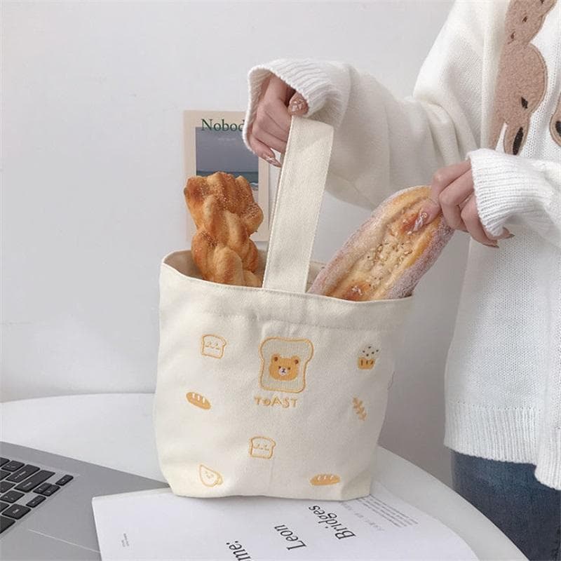 Tote Lunch Bag Cartoon Animal Style Large Capacity Vivid Colors Durable Canvas Lunch Sack for Box